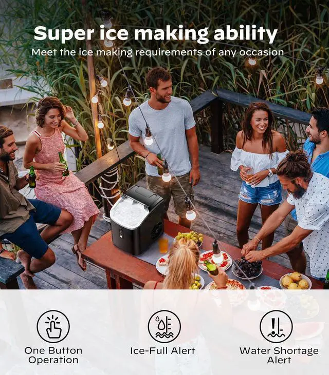 Alt view image 4 of 7 - Nugget Ice Maker Countertop, Pellet Ice Machine with Self-Cleaning Function, Produces 33 lbs of Chewable Ice in 24 Hours, Sonic Ice Maker Perfect for Home Kitchens and Offices, Black