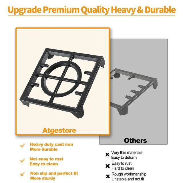 Alt view image 4 of 7 - Upgraded W11380124 Burner Grates Replacement Parts for Kitchenaid Whirlpool Stove Grate 11 x10.8 Cast Iron Gas Stove Top Burner Grate KCGC506JSS00 KFDC558JSS00 Kitchen Aid Range Cooktop Grate