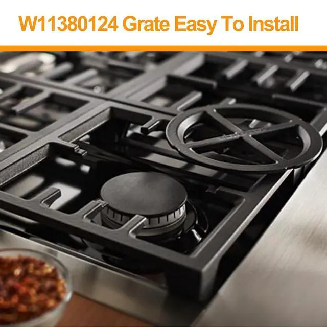 Alt view image 5 of 7 - Upgraded W11380124 Burner Grates Replacement Parts for Kitchenaid Whirlpool Stove Grate 11 x10.8 Cast Iron Gas Stove Top Burner Grate KCGC506JSS00 KFDC558JSS00 Kitchen Aid Range Cooktop Grate