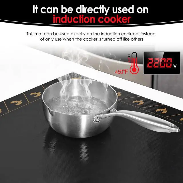 Alt view image 4 of 7 - Translucent Induction Cooktop Protector Mat, 20.4 x 30.7 in | Flame Pattern, for Magnetic Cooktops, Protects from Scratches and Stains, Heat Resistant to 450, Non Slip, Dishwasher Safe