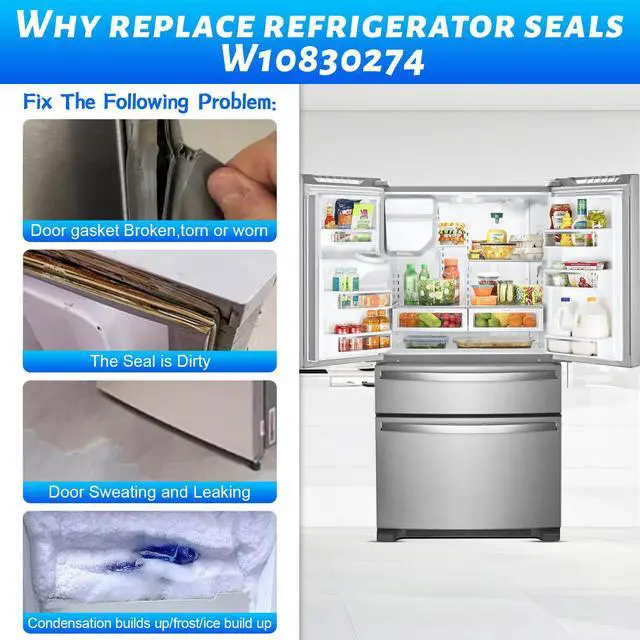 Alt view image 5 of 7 - 2 Pack Upgraded W10830274 Refrigerator French Door Gasket Replacement Compatible with Maytag Whirlpool Refrigerator Door Gasket Fridge Seal EAP11759518 W10443273 PS11759518 WRX735SDBM02 WRX735SDHZ10
