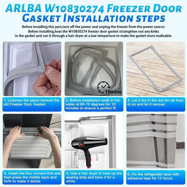 Alt view image 6 of 7 - 2 Pack Upgraded W10830274 Refrigerator French Door Gasket Replacement Compatible with Maytag Whirlpool Refrigerator Door Gasket Fridge Seal EAP11759518 W10443273 PS11759518 WRX735SDBM02 WRX735SDHZ10