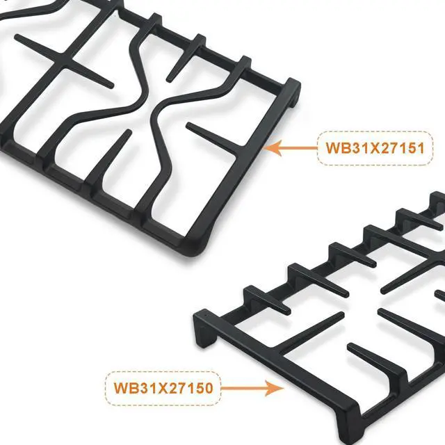 Alt view image 5 of 7 - WB31X27151 Side Grate & WB31X27150 Center Grate for GE Stove | Cast Iron General Electric Cooktop Gas Range Burner Grates for JGBS66REKSS JGB735SPSS, 2+1 Pack Stove Grate
