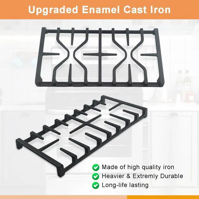 Alt view image 6 of 7 - WB31X27151 Side Grate & WB31X27150 Center Grate for GE Stove | Cast Iron General Electric Cooktop Gas Range Burner Grates for JGBS66REKSS JGB735SPSS, 2+1 Pack Stove Grate