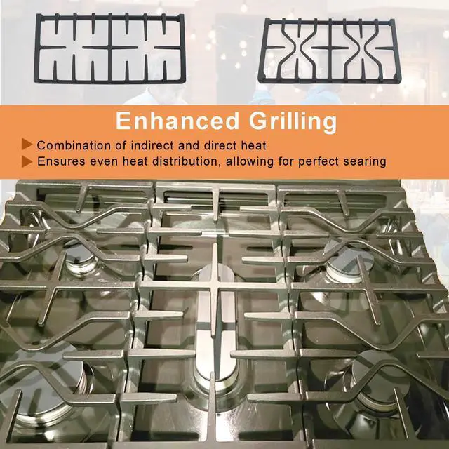 Alt view image 7 of 7 - WB31X27151 Side Grate & WB31X27150 Center Grate for GE Stove | Cast Iron General Electric Cooktop Gas Range Burner Grates for JGBS66REKSS JGB735SPSS, 2+1 Pack Stove Grate