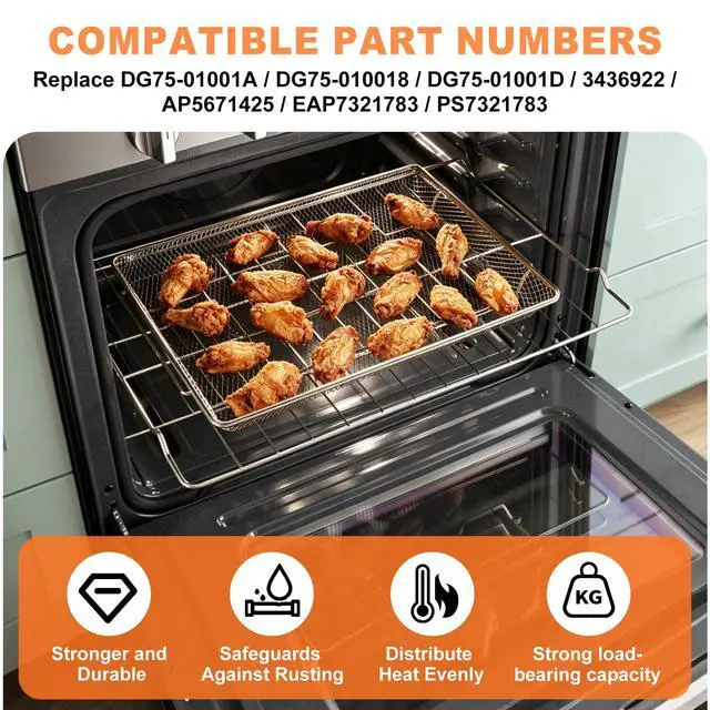 Alt view image 4 of 7 - DG75-01001C Range Oven Rack for Samsung Range/Stove/Oven, Oven/Microwave Combo Parts - Samsung Stainless Steel Oven Rack Replaces NX60A6511SS NE63A6511SS DG75-01001A (Pack of 2)