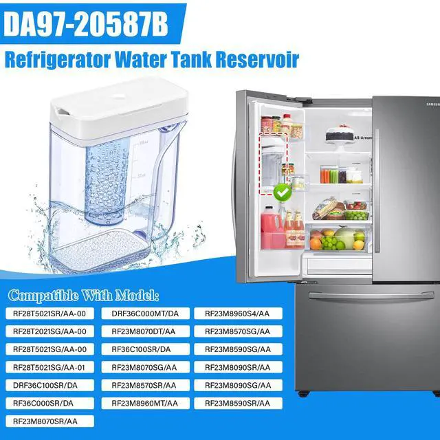 Alt view image 3 of 7 - Upgraded RF28T5021SR RF28T5021SG Water Pitcher Compatible with Samsung Water Pitcher for Fridge Door Replacement DA97-20587B PS16623902 for Samsung Refrigerator Water Reservoir Water Tank Assembly