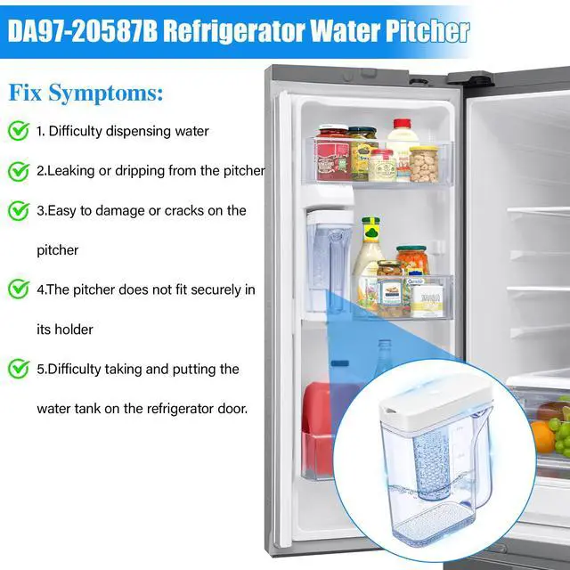 Alt view image 4 of 7 - Upgraded RF28T5021SR RF28T5021SG Water Pitcher Compatible with Samsung Water Pitcher for Fridge Door Replacement DA97-20587B PS16623902 for Samsung Refrigerator Water Reservoir Water Tank Assembly