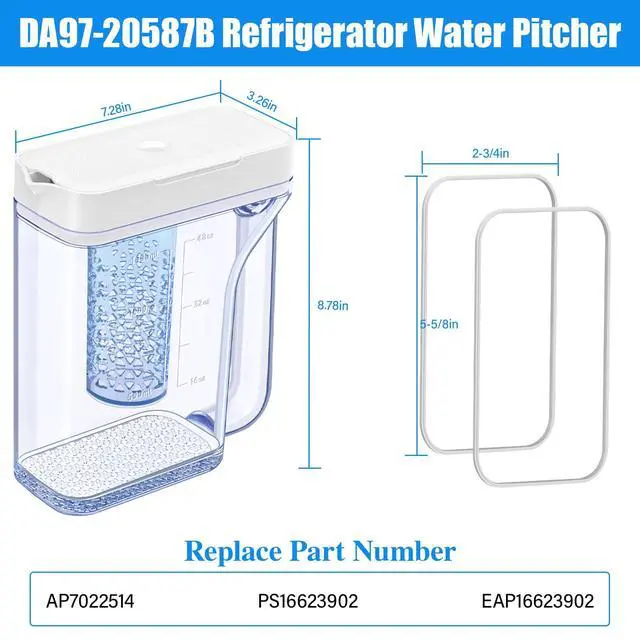 Alt view image 6 of 7 - Upgraded RF28T5021SR RF28T5021SG Water Pitcher Compatible with Samsung Water Pitcher for Fridge Door Replacement DA97-20587B PS16623902 for Samsung Refrigerator Water Reservoir Water Tank Assembly