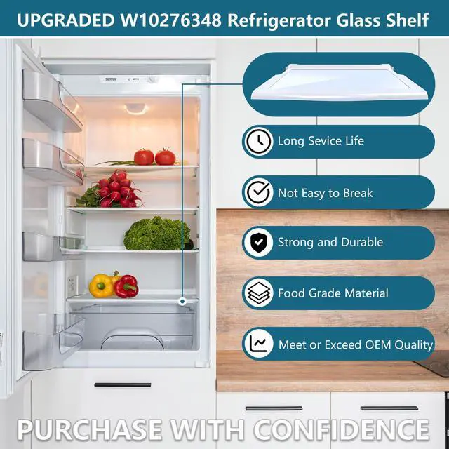 Alt view image 5 of 7 - UPGRADED WPW10276348 W10276348 Glass Shelf Compatible with Whirl pool, Ken more Refrigerator W10276344, PS11751713, 2312014, 2309524,AP6018411, 2 Pack