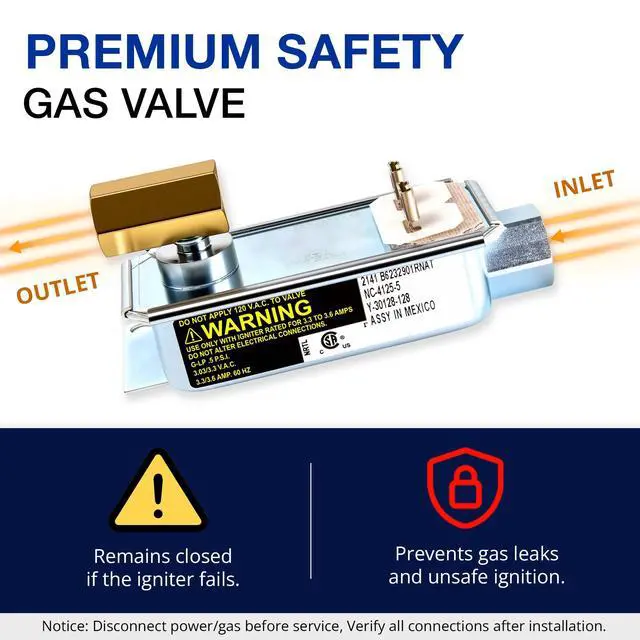 Alt view image 4 of 6 - Robertshaw Gas Valve NC-4125-5, Y-30128-128, Gas Range Oven Safety Valve, Commercial Stove Gas Safety Valve for and Other Gas Ranges