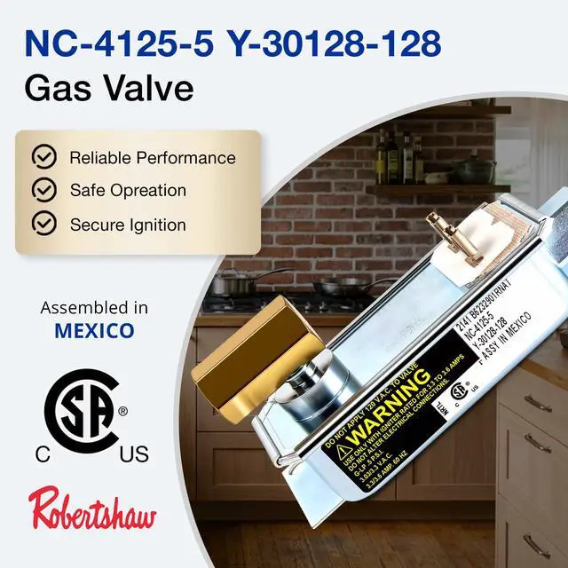 Alt view image 2 of 6 - Robertshaw Gas Valve NC-4125-5, Y-30128-128, Gas Range Oven Safety Valve, Commercial Stove Gas Safety Valve for and Other Gas Ranges