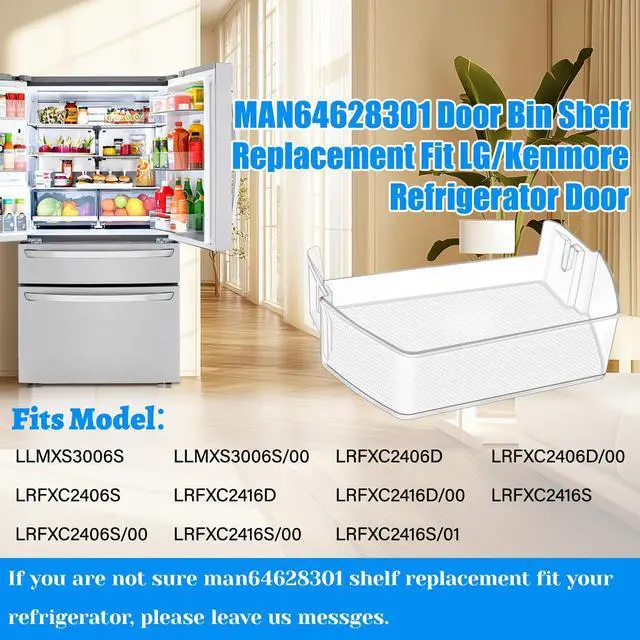 Alt view image 5 of 7 - UPGRADED MAN64628301 Refrigerator Door Bin,Compatible with LG Refrigerator Parts Door Shelf AP6892844 PS12730394,For Kenmore LG Fridge Replacement Parts LRFXC2416S LLMXS3006S LRFXC2416D LRFXC2406S