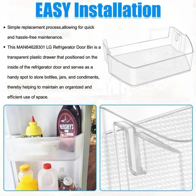 Alt view image 7 of 7 - UPGRADED MAN64628301 Refrigerator Door Bin,Compatible with LG Refrigerator Parts Door Shelf AP6892844 PS12730394,For Kenmore LG Fridge Replacement Parts LRFXC2416S LLMXS3006S LRFXC2416D LRFXC2406S