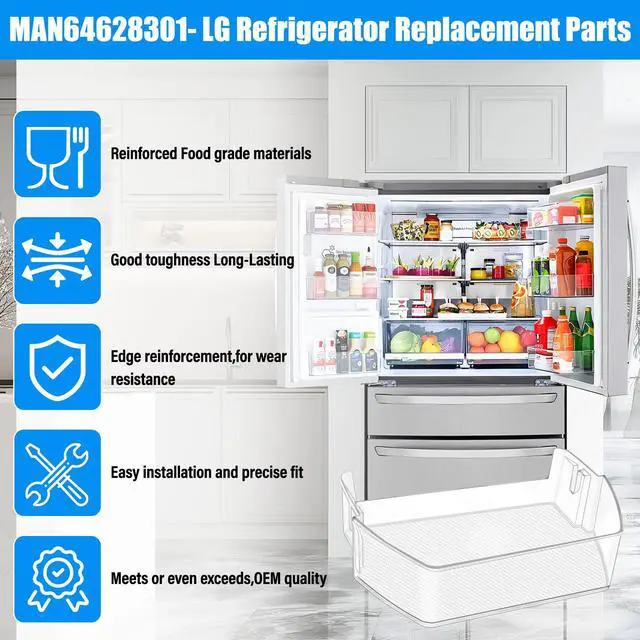 Alt view image 6 of 7 - UPGRADED MAN64628301 Refrigerator Door Bin,Compatible with LG Refrigerator Parts Door Shelf AP6892844 PS12730394,For Kenmore LG Fridge Replacement Parts LRFXC2416S LLMXS3006S LRFXC2416D LRFXC2406S