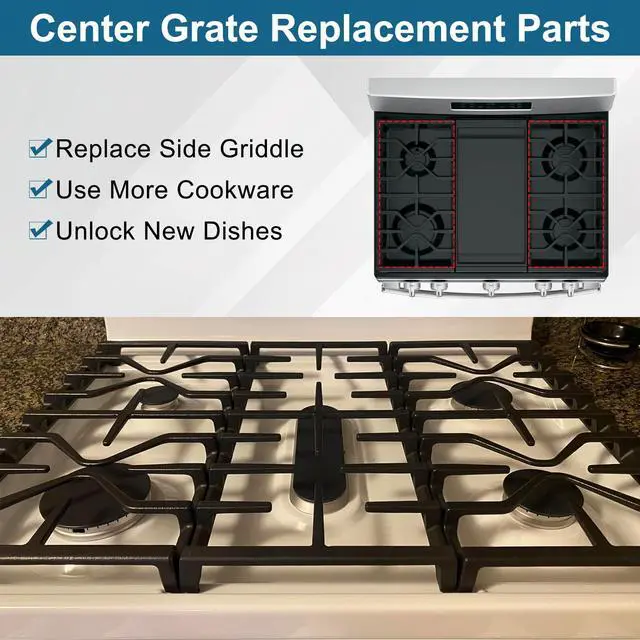 Alt view image 7 of 7 - WB31X27151 Side Grate Replacement Parts for GE Stoves, WB31X24736 General Electric Gas Range Burner Grate Replaces for JGBS66REKSS JGB735SPSS JGBS86SPSS Side Griddle