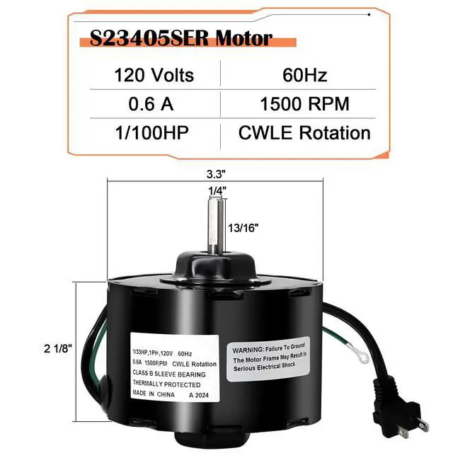 Alt view image 3 of 7 - JA2C028G Bathroom Exhaust Fan Motor Replacement for Broan Nutone S23405SER, 23405SER, JA2C028-1, 23405, JA2C0208-1, AA2C303F, 8662, 8833, 8661, 8662N, 8662NL, 8672N, 3.3" Diameter Motor