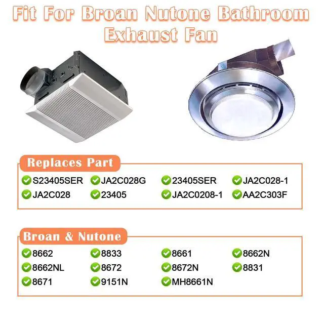 Alt view image 2 of 7 - JA2C028G Bathroom Exhaust Fan Motor Replacement for Broan Nutone S23405SER, 23405SER, JA2C028-1, 23405, JA2C0208-1, AA2C303F, 8662, 8833, 8661, 8662N, 8662NL, 8672N, 3.3" Diameter Motor