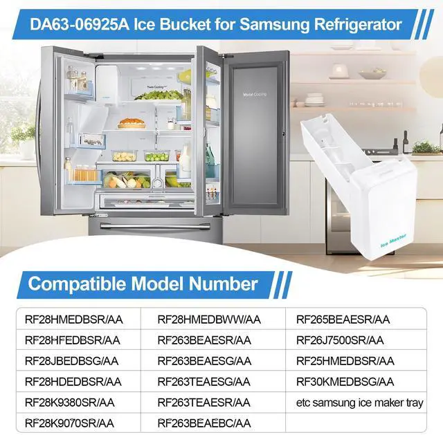 Alt view image 4 of 7 - Upgraded DA63-06925A Refrigerator Ice Maker Tray Compatible with Samsung Ice Bucket Replacement DA63-06925Ax002 Tray Ice Bucket AP6034185, RF32FMQDBSR, RF31FMESBSR, RF28R6201DT, RF28K9380SR Ice Bin