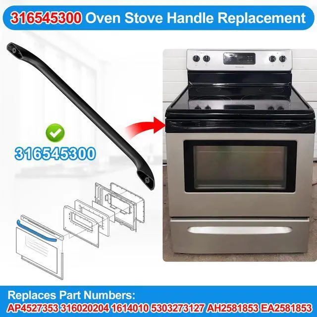 Alt view image 2 of 7 - 316545300 Oven Handle Replacement Black for Frigidaire Oven Door Handle | 316545300 Range/Oven/Stove Door Handl,Frigidaire 5303273127 Door Handle Stove Handle Replacement CFEF3016LBD Gas Stove Part