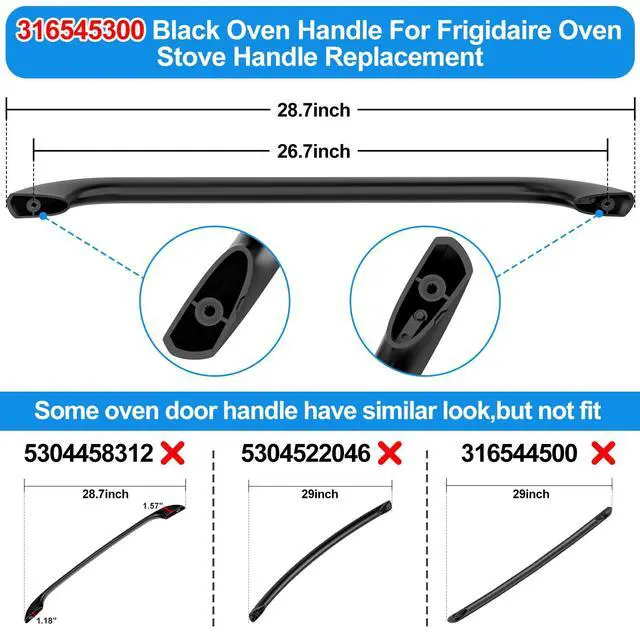 Alt view image 3 of 7 - 316545300 Oven Handle Replacement Black for Frigidaire Oven Door Handle | 316545300 Range/Oven/Stove Door Handl,Frigidaire 5303273127 Door Handle Stove Handle Replacement CFEF3016LBD Gas Stove Part