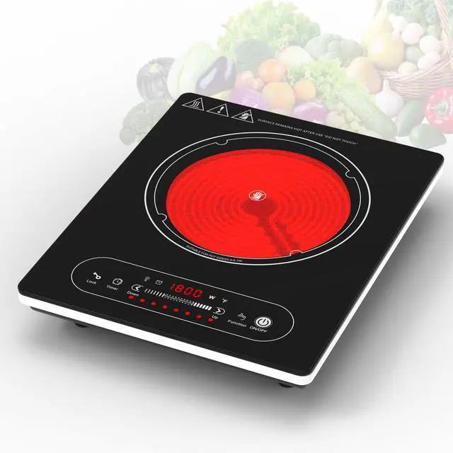 Main image of Single Burner Electric Cooktop,110V 1800W Electric Stove Top with LED Touch Control,8 Power Levels, 4H Timer, Safety Lock,portable single burner cooktop Overheat protection