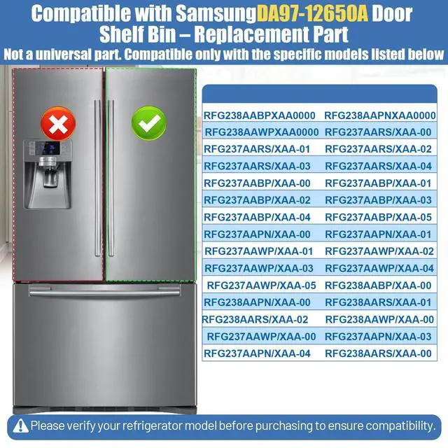 Alt view image 4 of 7 - DA97-07541A Refrigerator Door Shelf Compatible with Samsung Fridge | RFG237 RFG238 Refrigerator Door Shelves Replaces AP4450181 2051070 PS4175244 Door Bin