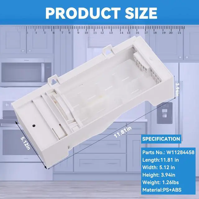 Alt view image 6 of 7 - W11284458 W11088559 Refrigerator Ice Maker Assembly for Whirlpool | OEM Quality Part, Easy 15-Min Installation, Fixes No Ice, Hollow Cubes, Overflow, Replaces AP6809232 PS12584610 EAP12584610