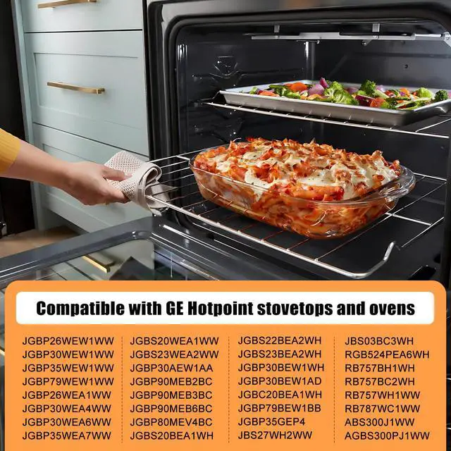 Alt view image 3 of 7 - WB48T10095 Oven Rack for GE Range Oven Stove Wire Rack Replacement 23.75" x 17.4", Hotpoint Gas 304 Stainless Steel Oven Rack WB48K5019 AP5665850 PS249547 (2 Pack)