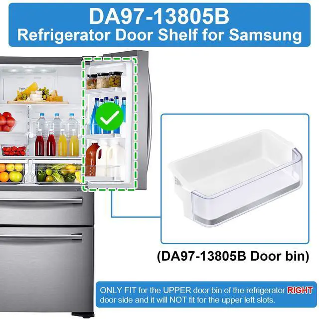 Alt view image 2 of 7 - UPGRADED DA97-13805B Refrigerator Door Bin Compatible with Samsung Refrigerator Door Shelf Parts, Right Samsung Fridge Door Shelves RF28HFEDBSR RF28HFEDTSR RF28HFEDTBC RF28HFEDBWW RF28HFEDBBC Door Bin