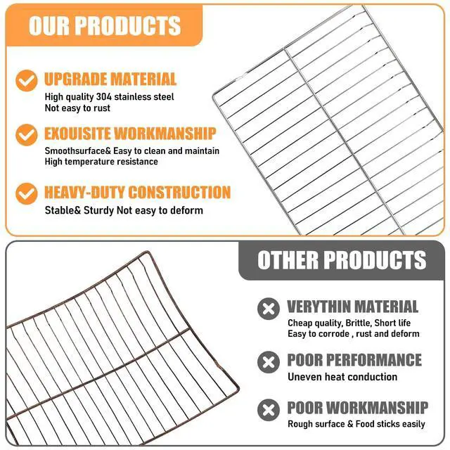 Alt view image 4 of 7 - WB48T10095 Oven Rack for GE Range Oven Stove Wire Rack Replacement 23.75" x 17.4", Hotpoint Gas 304 Stainless Steel Oven Rack WB48K5019 AP5665850 PS249547 (2 Pack)