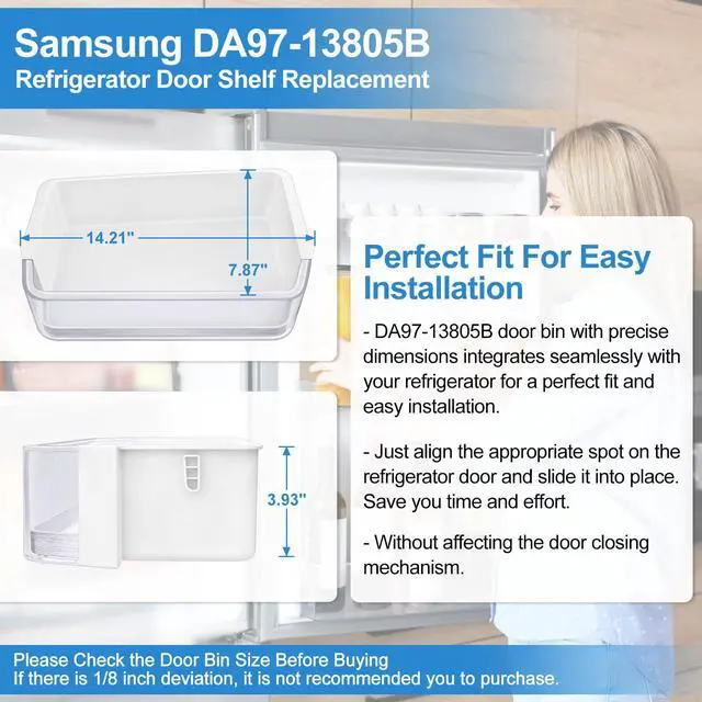 Alt view image 6 of 7 - UPGRADED DA97-13805B Refrigerator Door Bin Compatible with Samsung Refrigerator Door Shelf Parts, Right Samsung Fridge Door Shelves RF28HFEDBSR RF28HFEDTSR RF28HFEDTBC RF28HFEDBWW RF28HFEDBBC Door Bin