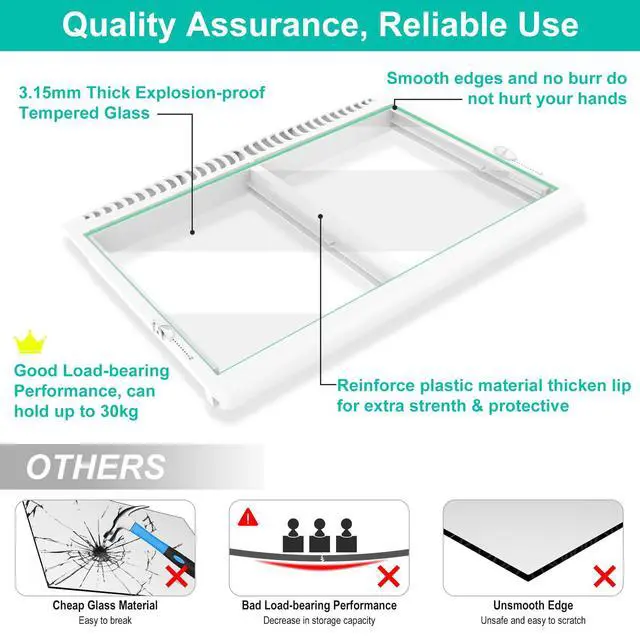 Alt view image 2 of 6 - Upgraded 240364787 Refrigerator Crisper Drawer Cover Frame & 240350608 Crisper Glass Replacement Fit for Frigidaire, Ken-more, Elec-trolux Crisper Pan Cover FFTR1814TWB, LFTR1832TF0, 253.78893016
