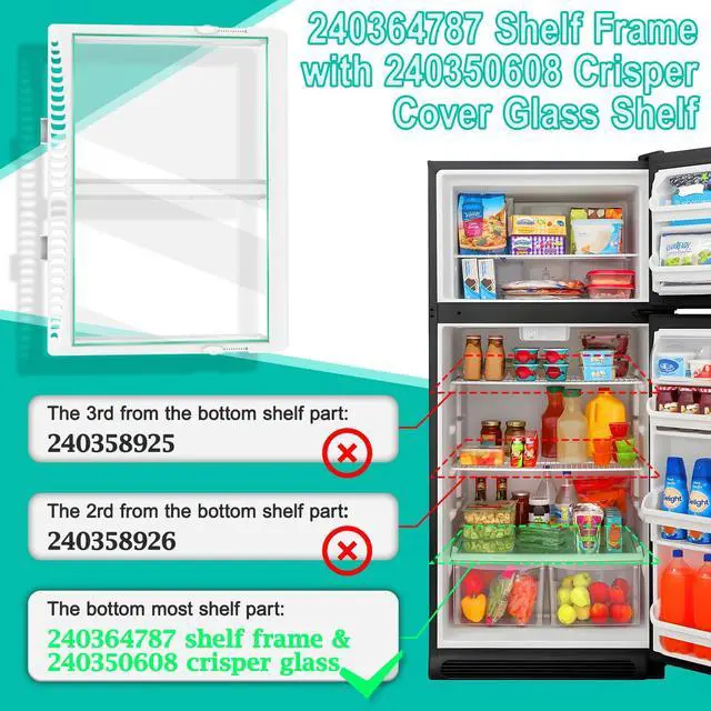 Alt view image 3 of 6 - Upgraded 240364787 Refrigerator Crisper Drawer Cover Frame & 240350608 Crisper Glass Replacement Fit for Frigidaire, Ken-more, Elec-trolux Crisper Pan Cover FFTR1814TWB, LFTR1832TF0, 253.78893016