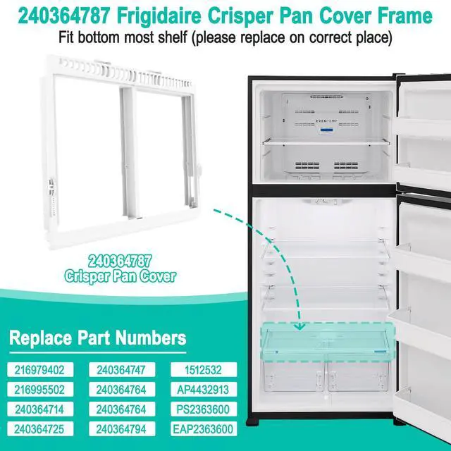 Alt view image 4 of 7 - Upgraded 240364787 Crisper Pan Cover Frame for Frigidaire Refrigerator Crisper Drawer Cover Shelf Frame Replacement 216979402, 240364747, 240364778, 240364794, 1512532 for Crosley Drawer Cover Part