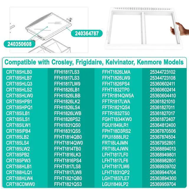 Alt view image 5 of 7 - Upgraded 240364787 Crisper Pan Cover Frame for Frigidaire Refrigerator Crisper Drawer Cover Shelf Frame Replacement 216979402, 240364747, 240364778, 240364794, 1512532 for Crosley Drawer Cover Part
