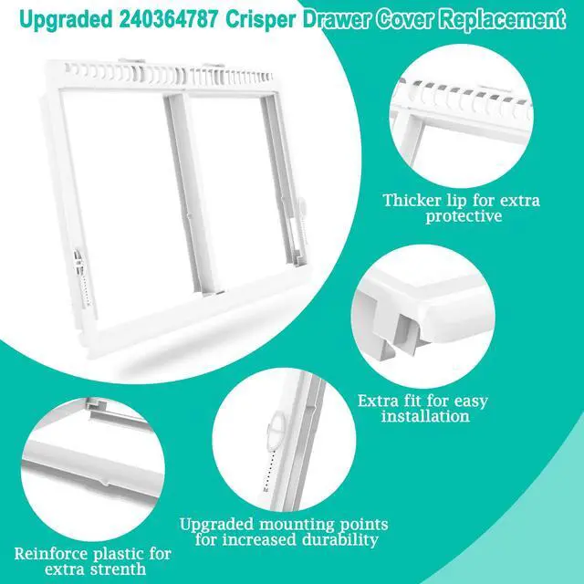 Alt view image 2 of 7 - Upgraded 240364787 Crisper Pan Cover Frame for Frigidaire Refrigerator Crisper Drawer Cover Shelf Frame Replacement 216979402, 240364747, 240364778, 240364794, 1512532 for Crosley Drawer Cover Part