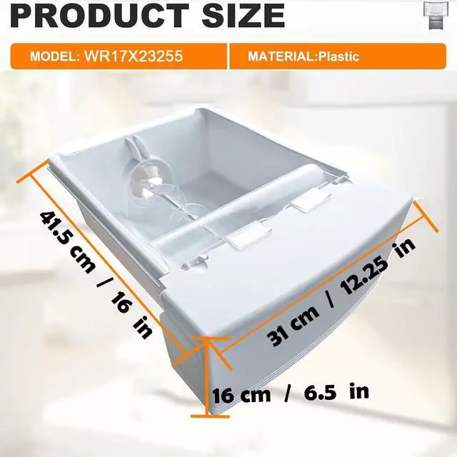 Alt view image 2 of 7 - WR17X23255 for GE Ice Maker Container Auger & Bucket Assembly Replacement, Compatible with GE General Electric Refrigerator, Replacement Part WR17X23255, Replaces WR17X11419, WR01X10189, WR17X10778