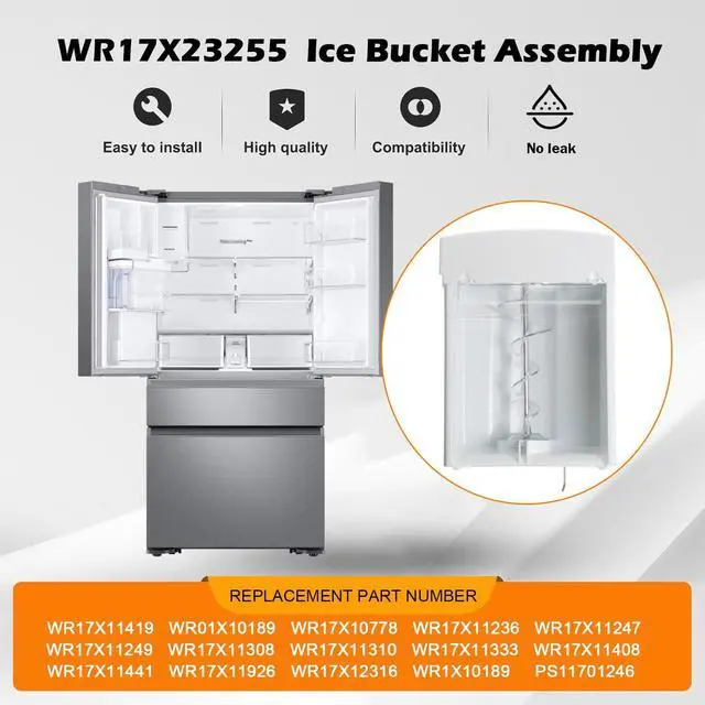 Alt view image 4 of 7 - WR17X23255 for GE Ice Maker Container Auger & Bucket Assembly Replacement, Compatible with GE General Electric Refrigerator, Replacement Part WR17X23255, Replaces WR17X11419, WR01X10189, WR17X10778