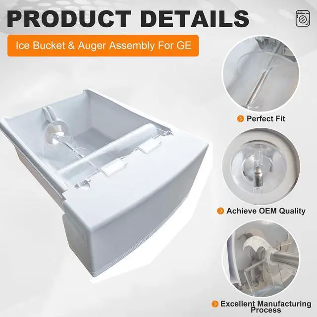 Alt view image 5 of 7 - WR17X23255 for GE Ice Maker Container Auger & Bucket Assembly Replacement, Compatible with GE General Electric Refrigerator, Replacement Part WR17X23255, Replaces WR17X11419, WR01X10189, WR17X10778