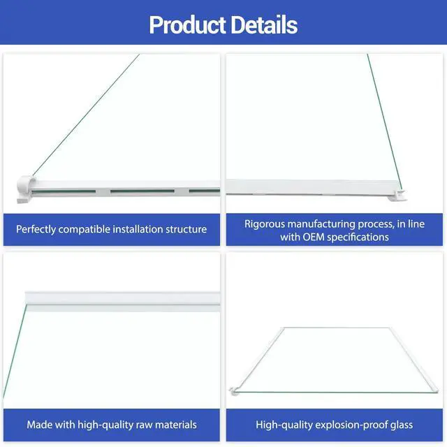 Alt view image 6 of 7 - 5304525933 Glass Shelf Assembly Compatible with frigidaire, white westinghouse etc refrigerators (some models), FRSS26L3AF0 FRSS2623AW8 FRSS2623ASC FRSS2623ASD etc, Part Number: 4962097 AP6997338 etc
