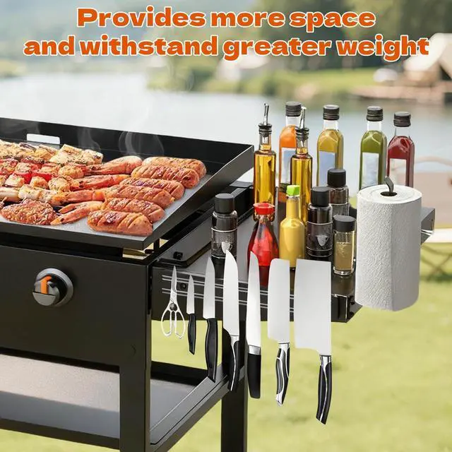 Alt view image 6 of 7 - Foldable Griddle Side Shelf for Blackstone 36" Griddles, Griddle Replacement Parts for 36 Inches Blackstone Griddles with Paper Towel Holder, 4 Utensil Hooks & Magnetic Tool Holder