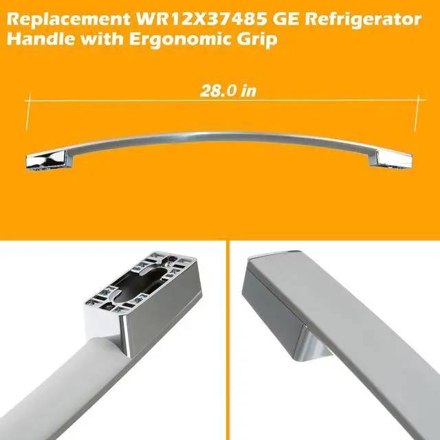 Alt view image 5 of 7 - WR12X37485 Stainless Steel Freezer Door Handle - Direct Replacement for GE Refrigerator, Replaces PD00074459 4975820 AP7018698 PS16554855 EAP16554855.Fits GWE19JMLWFES GYE18JYLFFFS GNE25JYKGFFS