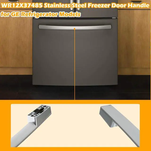 Alt view image 4 of 7 - WR12X37485 Stainless Steel Freezer Door Handle - Direct Replacement for GE Refrigerator, Replaces PD00074459 4975820 AP7018698 PS16554855 EAP16554855.Fits GWE19JMLWFES GYE18JYLFFFS GNE25JYKGFFS