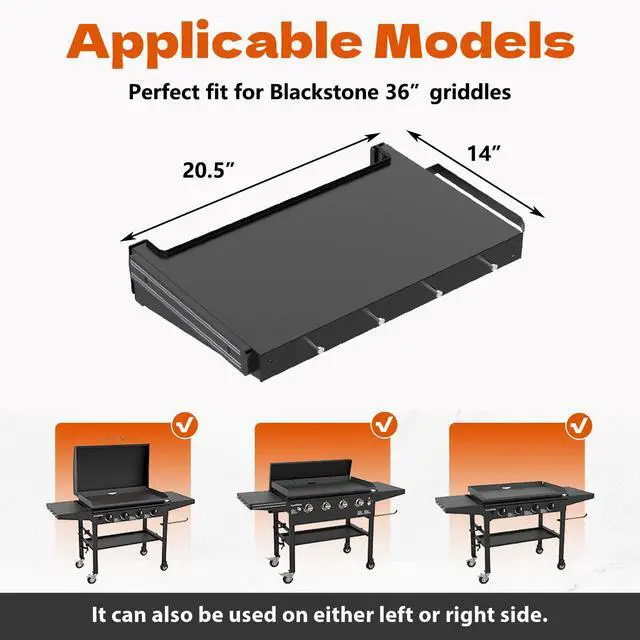 Alt view image 2 of 7 - Foldable Griddle Side Shelf for Blackstone 36" Griddles, Griddle Replacement Parts for 36 Inches Blackstone Griddles with Paper Towel Holder, 4 Utensil Hooks & Magnetic Tool Holder