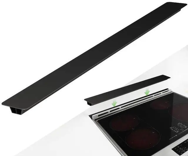 Main image of 31.5" Slide-in Range Rear Filler Kit, Stove Gap Universal Trapezoidal filling strips, Cooktop Trim Kit Between Stove and Backsplash W10113901A for Whlrlpool & Most Brand (Black-31.5in)