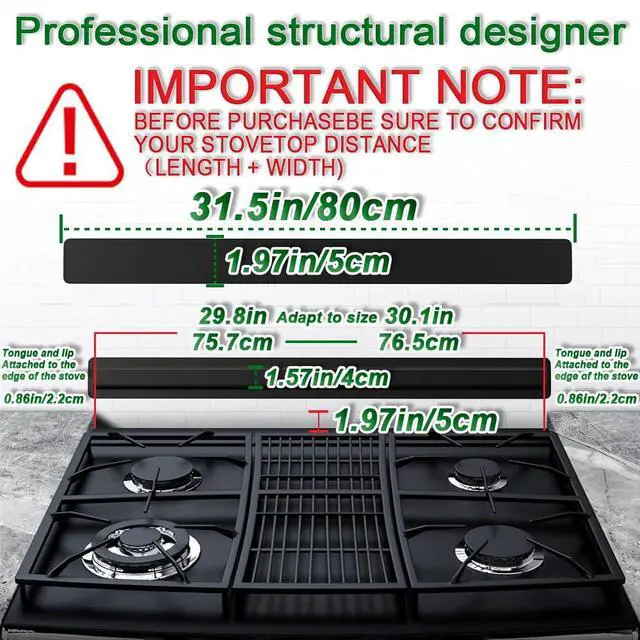 Alt view image 2 of 6 - 31.5" Slide-in Range Rear Filler Kit, Stove Gap Universal Trapezoidal filling strips, Cooktop Trim Kit Between Stove and Backsplash W10113901A for Whlrlpool & Most Brand (Black-31.5in)