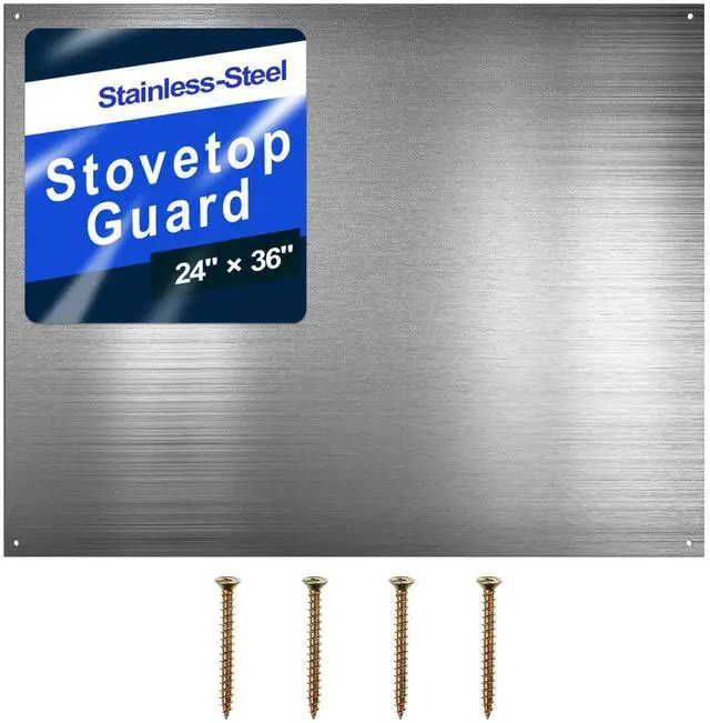 Main image of 24 by 36 Inch Reversible Stainless Steel Backsplash Metal Backsplash Kitchen Stove Behind Metal Sheet Panels with 4 Pre Drilled Holes and Screws for Wall Protector(1 Pack)