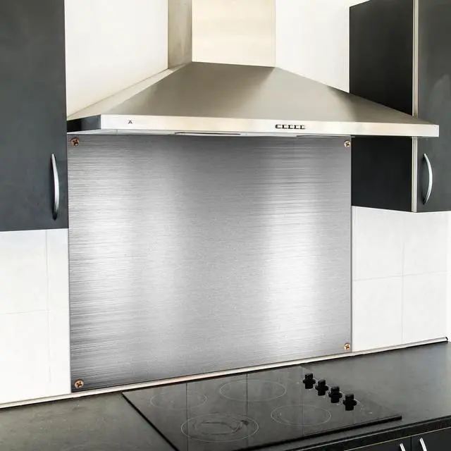 Alt view image 6 of 7 - 24 by 36 Inch Reversible Stainless Steel Backsplash Metal Backsplash Kitchen Stove Behind Metal Sheet Panels with 4 Pre Drilled Holes and Screws for Wall Protector(1 Pack)