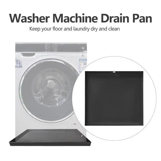 Alt view image 2 of 6 - Heavy Duty Washing Machine Drain Pan 19 Guage Thick Stainless Steel 32X30X2-1/2in, Including 1" Drain Fittings (Matte Black)